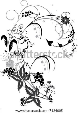 stock vector illustration with black and gray flower decoration