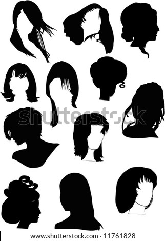 stock vector : illustration with twelve black woman hairstyles