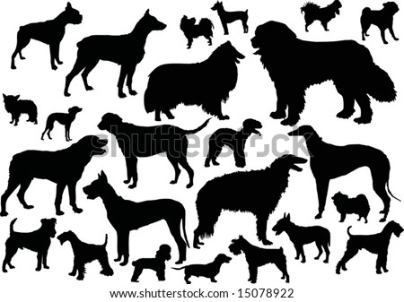 stock vector : illustration with dog silhouettes isolated on white 
