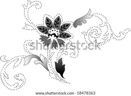 stock photo Illustration with gray floral decoration on white background