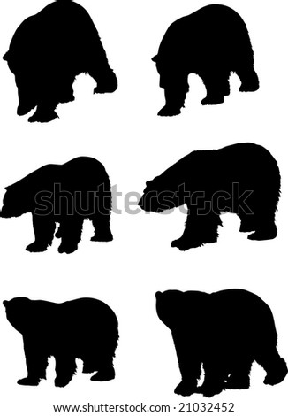 Illustration With Bear Silhouettes Isolated On White Background