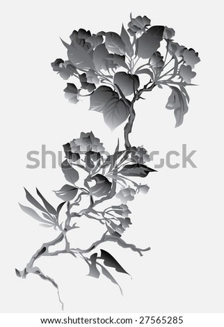 stock photo illustration with cherry blossom silhouette