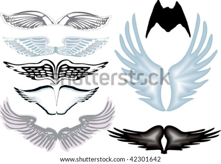 stock vector illustration with angel wings isolated on white background