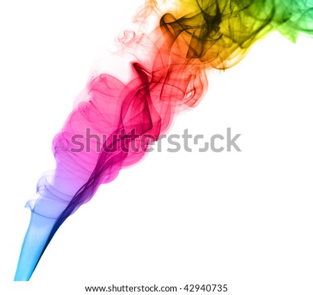 rainbow color smoke on white background
