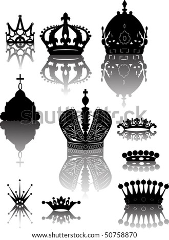 Illustration With Crown Collection Isolated On White Background