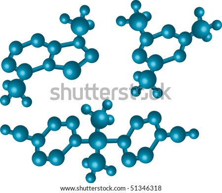 stock vector : illustration with blue molecules isolated on white background