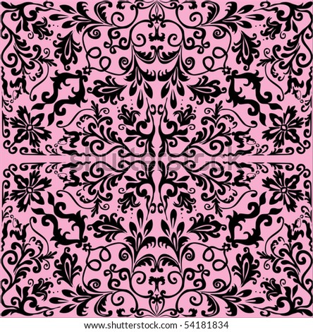 stock vector abstract curled black pattern on pink background