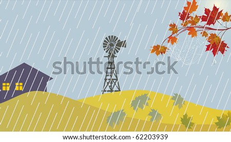 illustration with autumn landscape