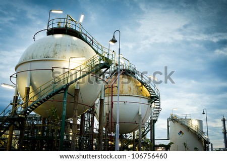Two sphere gas storages in petrochemical plant