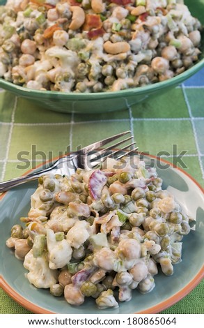 Green pea salad with creamy ranch dressing