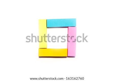 six color block of post-it notes with clipping path