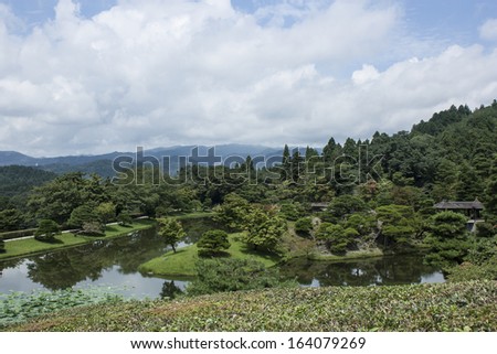 Japanese Garden in Kyoto at the Shugakuin Imperial Villa.