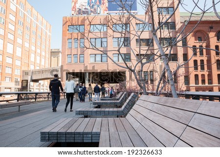 NEW YORK - APRIL 6:  People enjoy New York\'s High Line Park on a warm spring day.  Photo taken April 6, 2014.