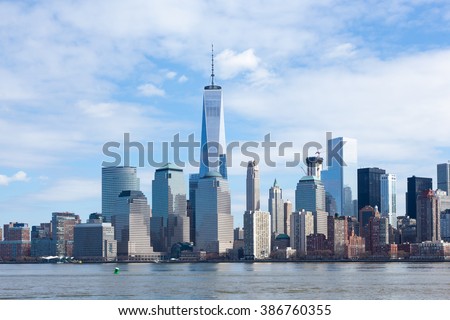 The Freedom Tower and Lower Manhattan Skyline as seen from Liberty State Park in New Jersey on March 6, 2016.