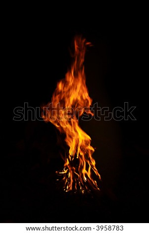 Big fire flame of camp in night scene