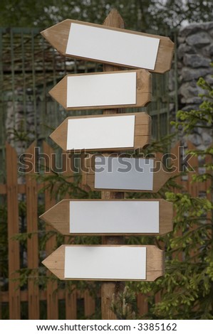 Wooden direction sign