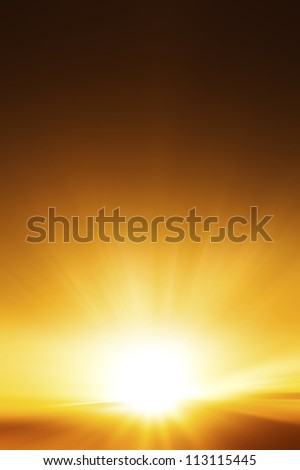 Sunset / Sunrise With Clouds, Light Rays
