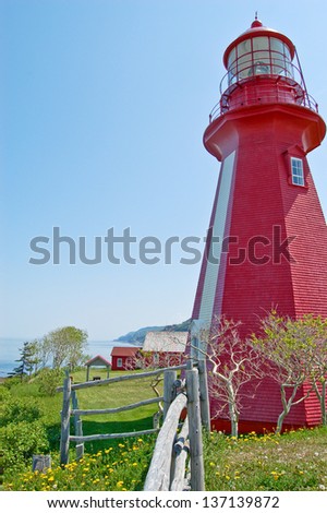 The Phare de la Martre is one of the main attractions in the tiny Gaspe village of La Martre in Quebec.