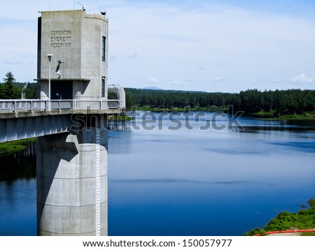This control tower monitors the water levels at the Everett Dam in Clough State Park in Hopkinton, New Hampshire.