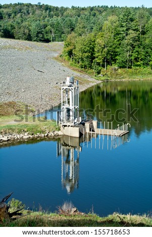 The hydro-power dam at Wrightsville Reservoir in Middlesex, Vermont produces power for Washington Electric Co-op.