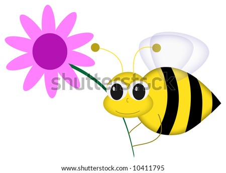 flowers cartoon background. of cartoon bee holding