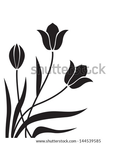 Black tulips congratulatory decorative background - stock vector