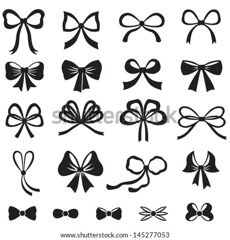black and white silhouette image of bow set stock vector black and white silhouette image of bow set stock vector