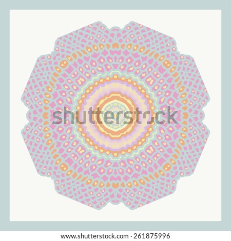 Card with circular pattern on a  background. Hand drawn.