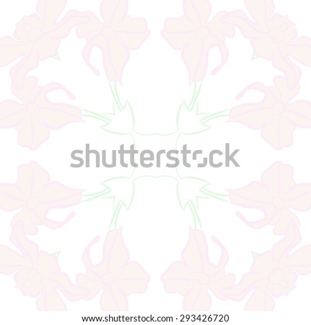 Circular seamless  pattern of floral motif, stripes, flowers, ellipses hole, copy space. Hand drawn.