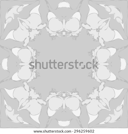 Circular seamless  pattern of  floral garland, branches, waves,  spots, copy space. Hand drawn.