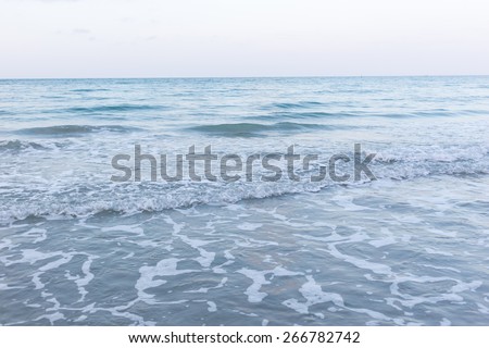 Cool lonely ambient sea wave with bubble without boat of Mae Rum Pung Beach,Thailand.