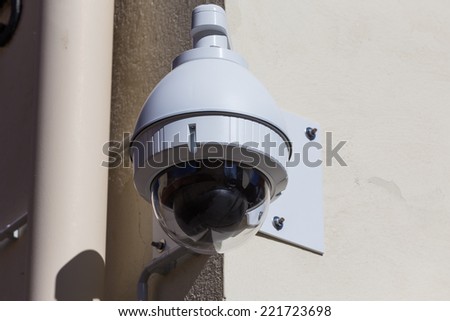 High tech overhead security camera at a government owned building