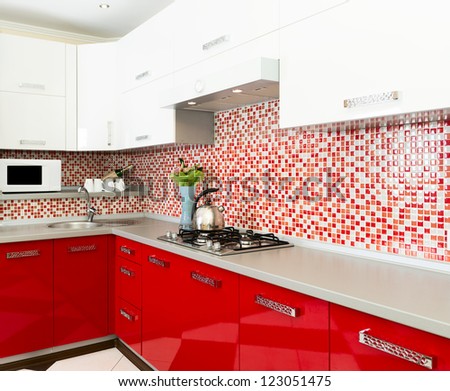 Kitchen Red And White Colors