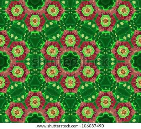 Pattern Mandala Green /Ornamental round floral pattern. kaleidoscopic floral pattern, six-pointed mandala. Fractal mosaic background./ High resolution abstract image.