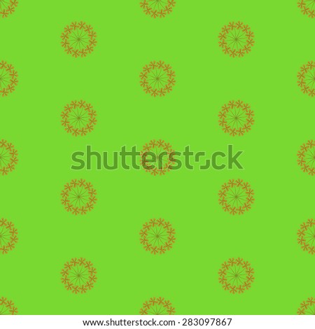 Print Seamless Pattern./ Round Flowers with Green background.