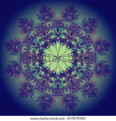 Flower Mandala with blue background. Ornamental round floral Pattern.
