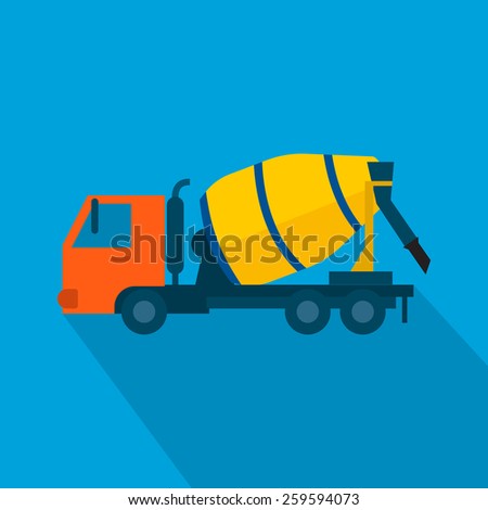 Cement mixer truck vector. Concept Vector Illustration in flat style design