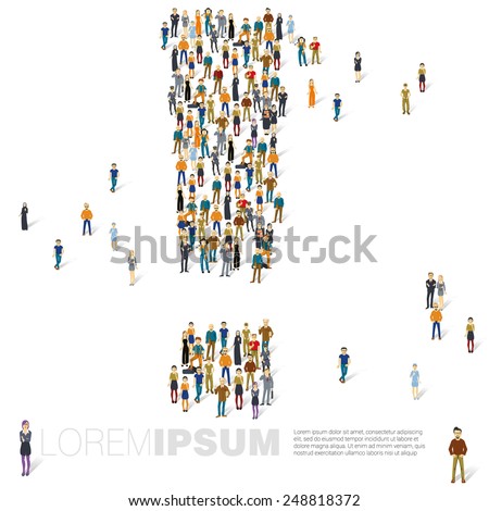 People crowd exclamation mark vector template.