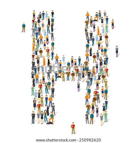 People crowd. Vector ABC, letter H