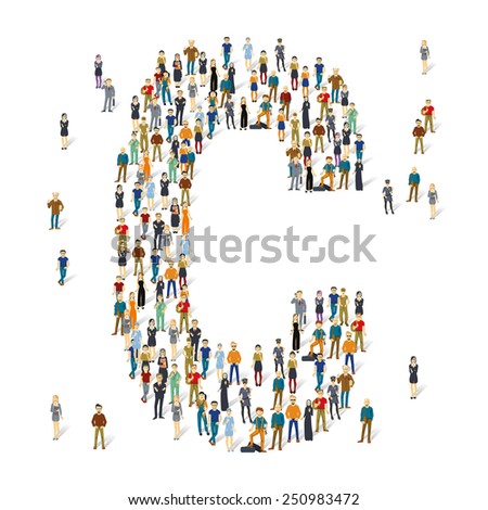 People crowd. Vector ABC, letter C