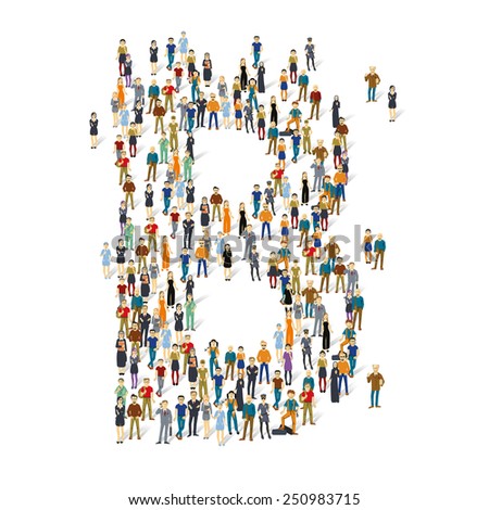 People crowd. Vector ABC, letter B