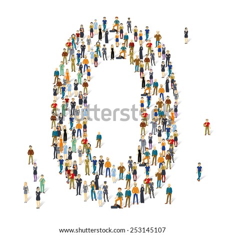 People crowd. Vector ABC, letter O