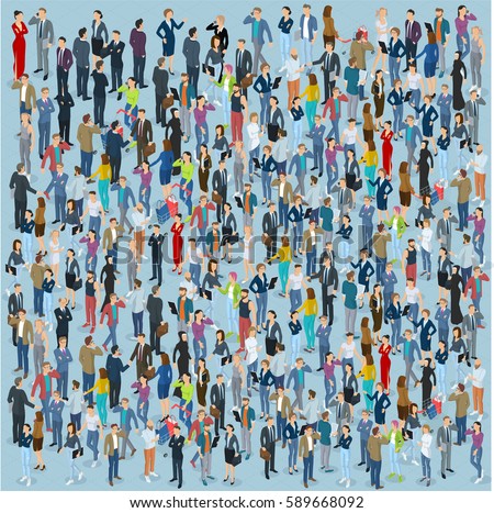 People crowd. Isometric vector background  template.