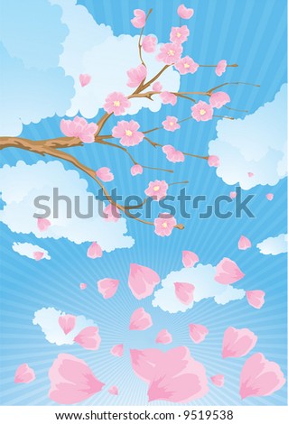 cherry blossom branch vector. stock vector : Cherry blossom