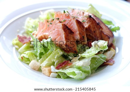 Caesar Salad with Grilled Salmon