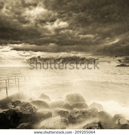 Storm above the ocean coast.
