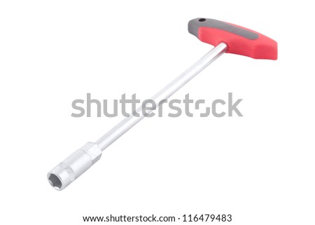 Torque wrench with a plastic T-handle.