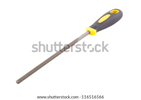Metal file whiz plastic handle, isolated on white background.