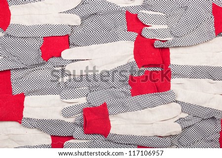 Protective work gloves cotton. Textured background image.