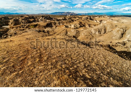 Dry desolate view of a remote isolated desert
